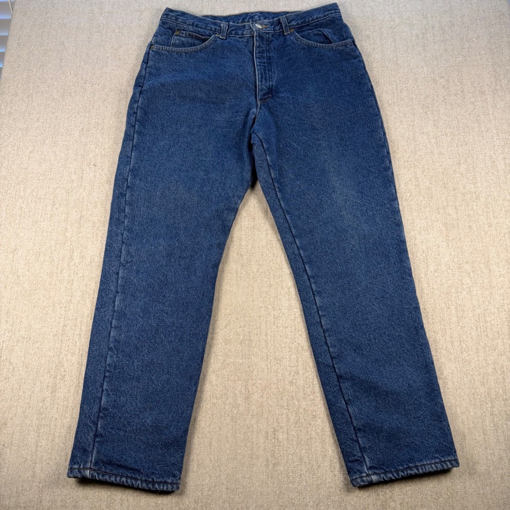 VTG LL Bean Flannel Lined Jeans Mens 34x30 Blue Denim Fleece Lined Made in USA